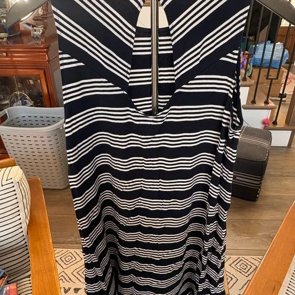 LOFT Navy and White Striped Maxi Dress - Picture 3 of 3